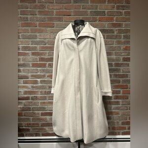 Peruvian Connection 60% Alpaca / 40% Wool, Long Cream Sweater Coat Size 18